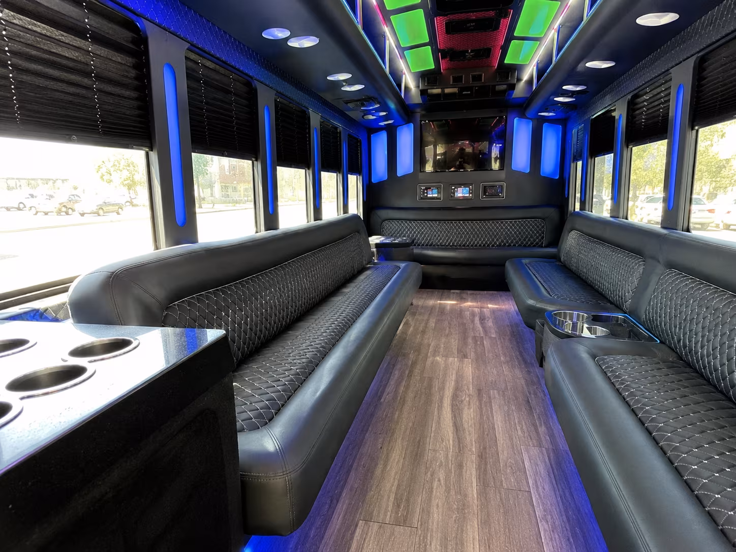 clermont 15 passenger party bus inside