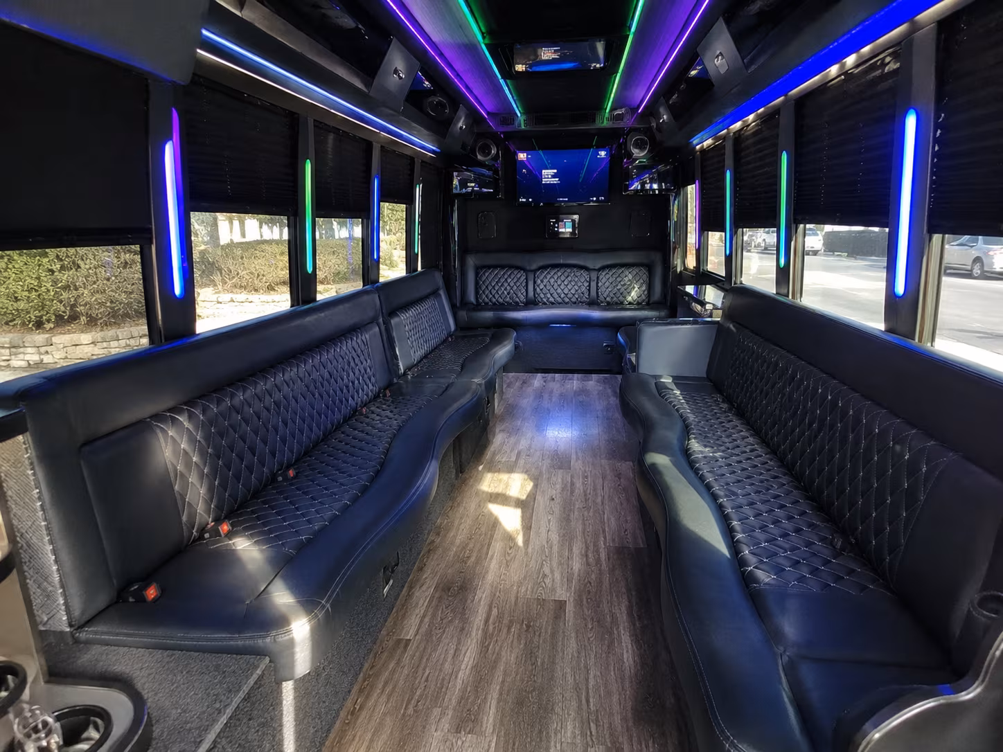 clermont 15 passenger party bus interior