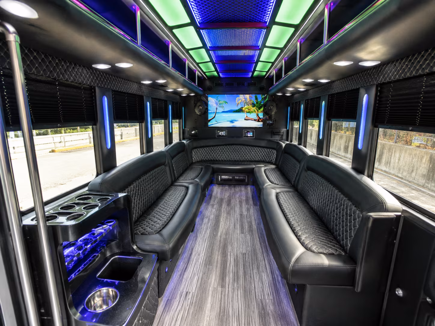 clermont 18 passenger party bus inside