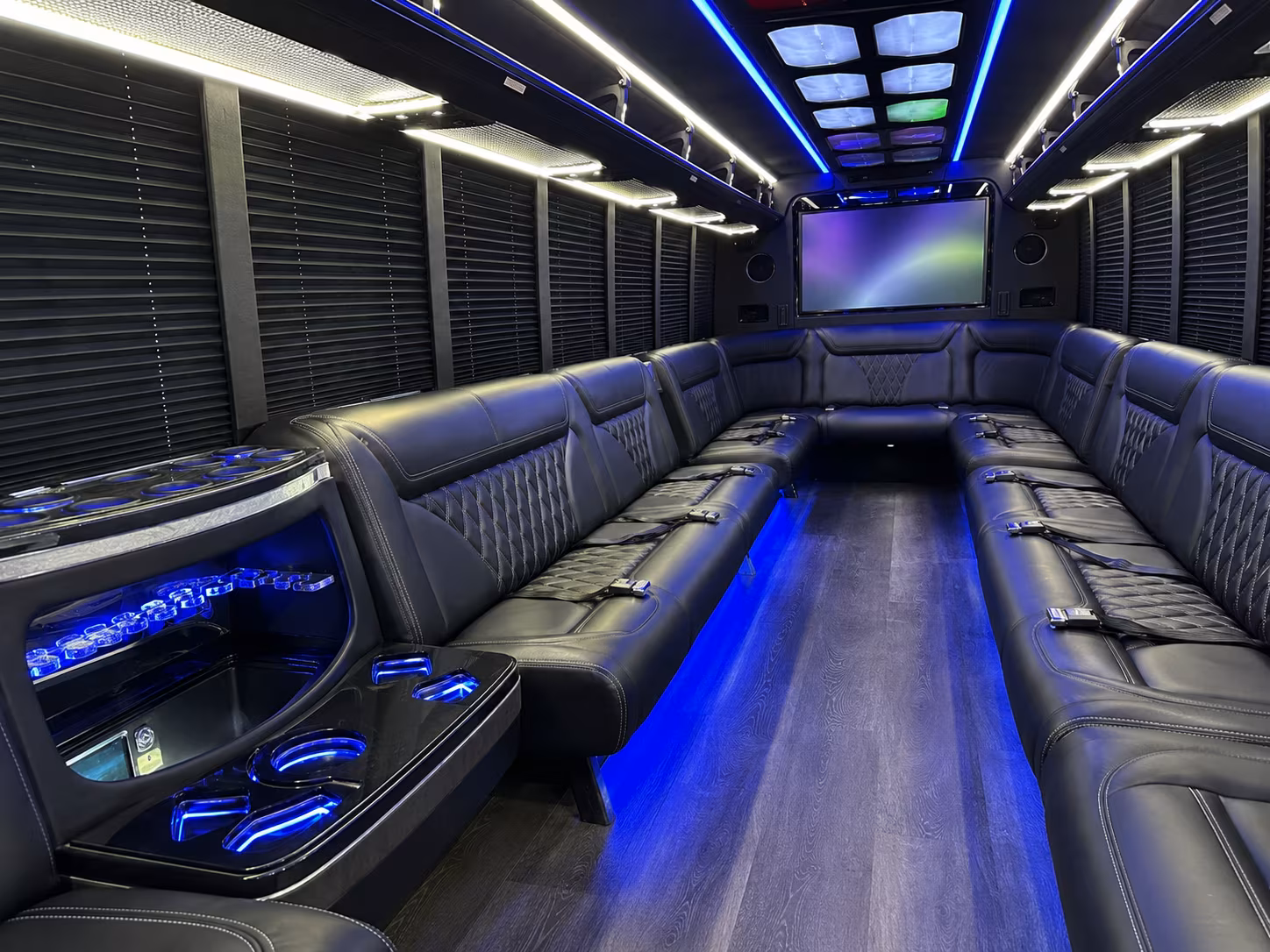 clermont 20 passenger party bus inside