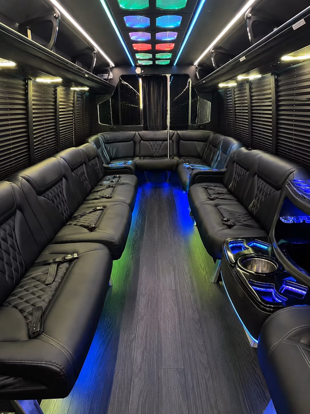 clermont 20 passenger party bus interior