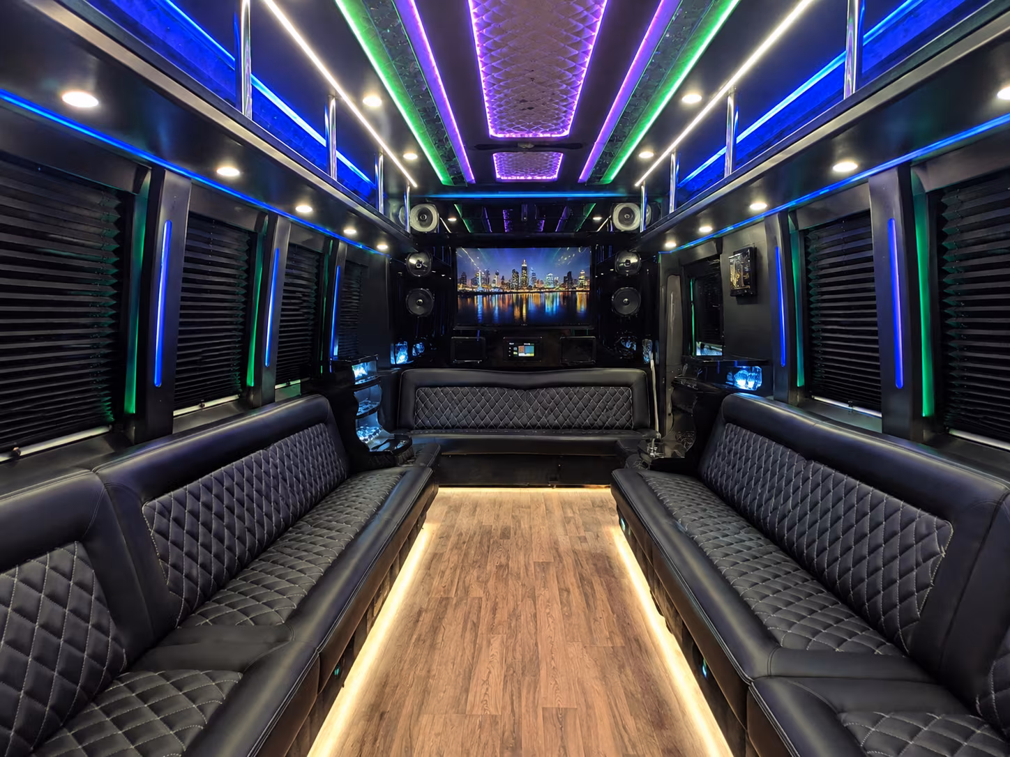 clermont 25 passenger party bus interior