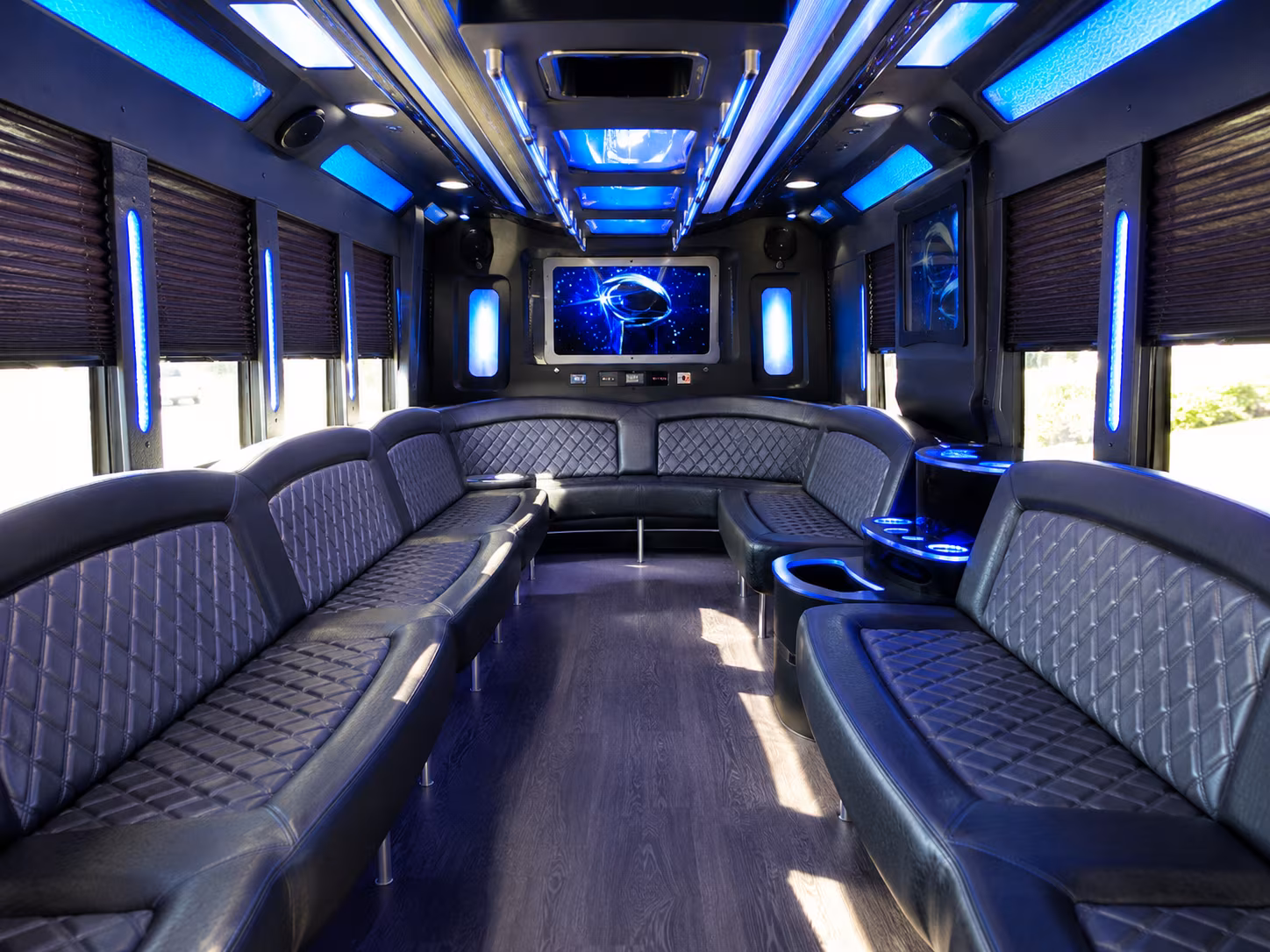 clermont 28 passenger party bus inside