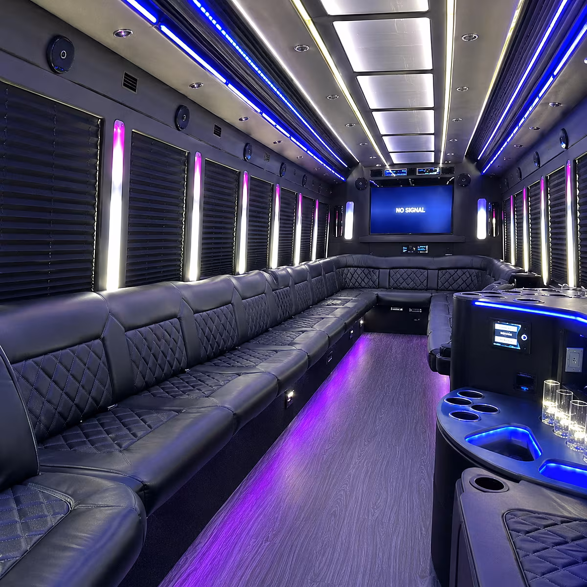 clermont 30 passenger party bus inside