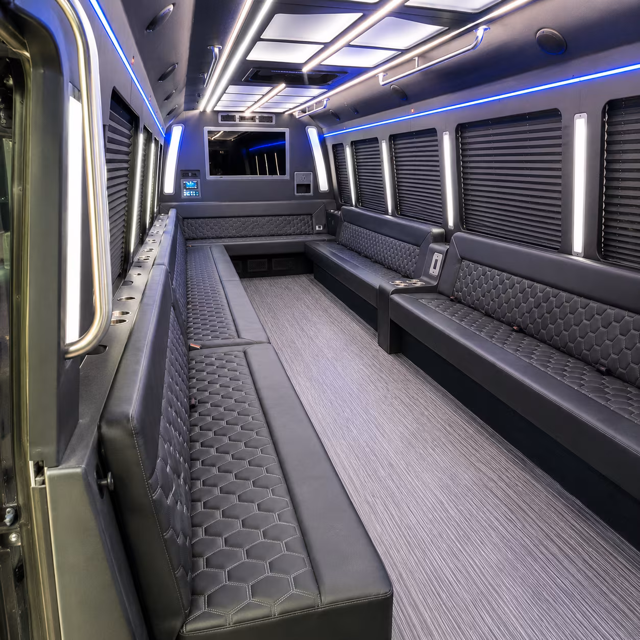 clermont 40 passenger party bus interior