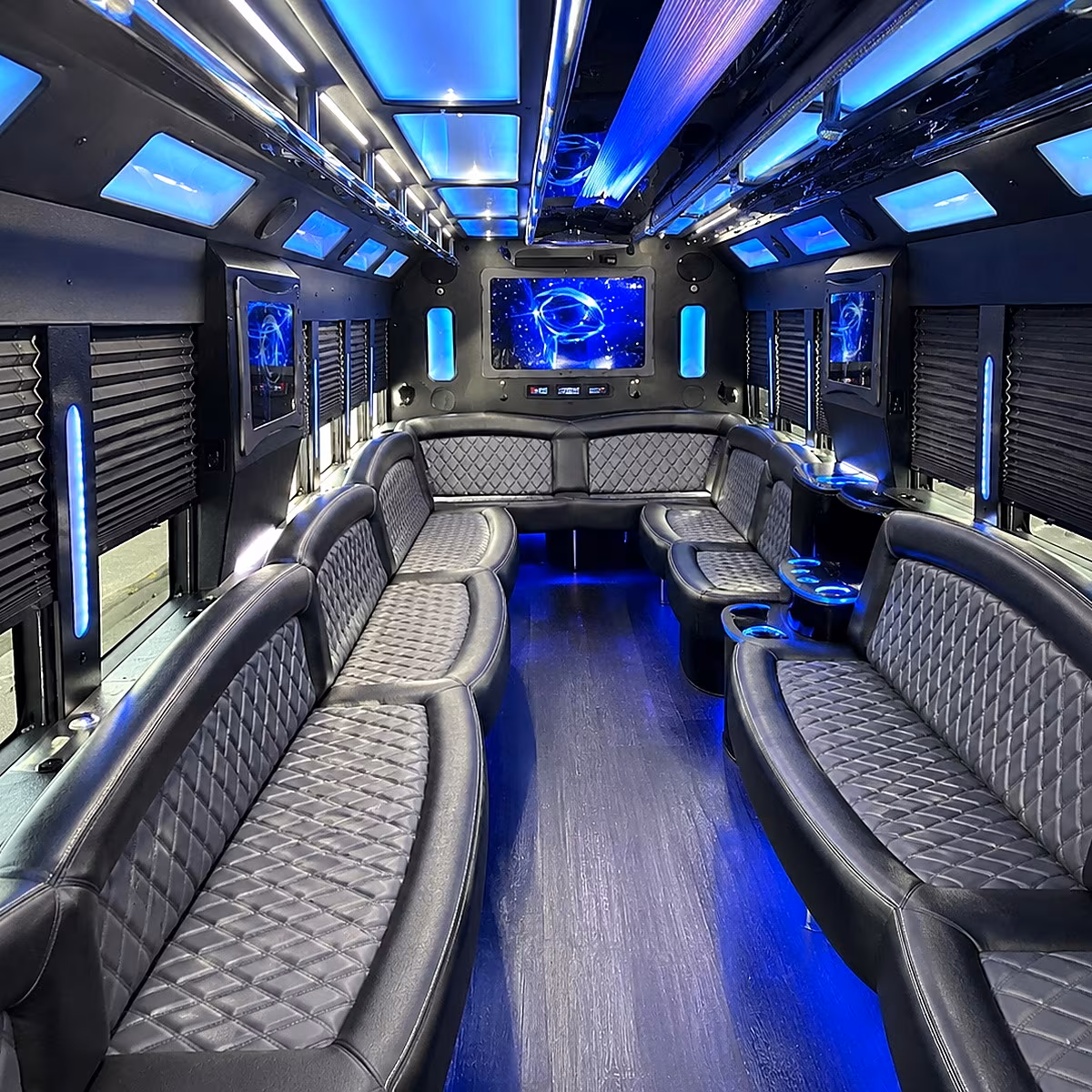 clermont 50 passenger party bus interior