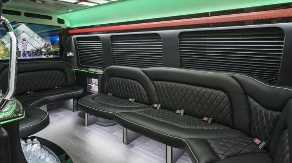 Interior of Charter Bus Company Sanford's Sprinter Limo in Sanford